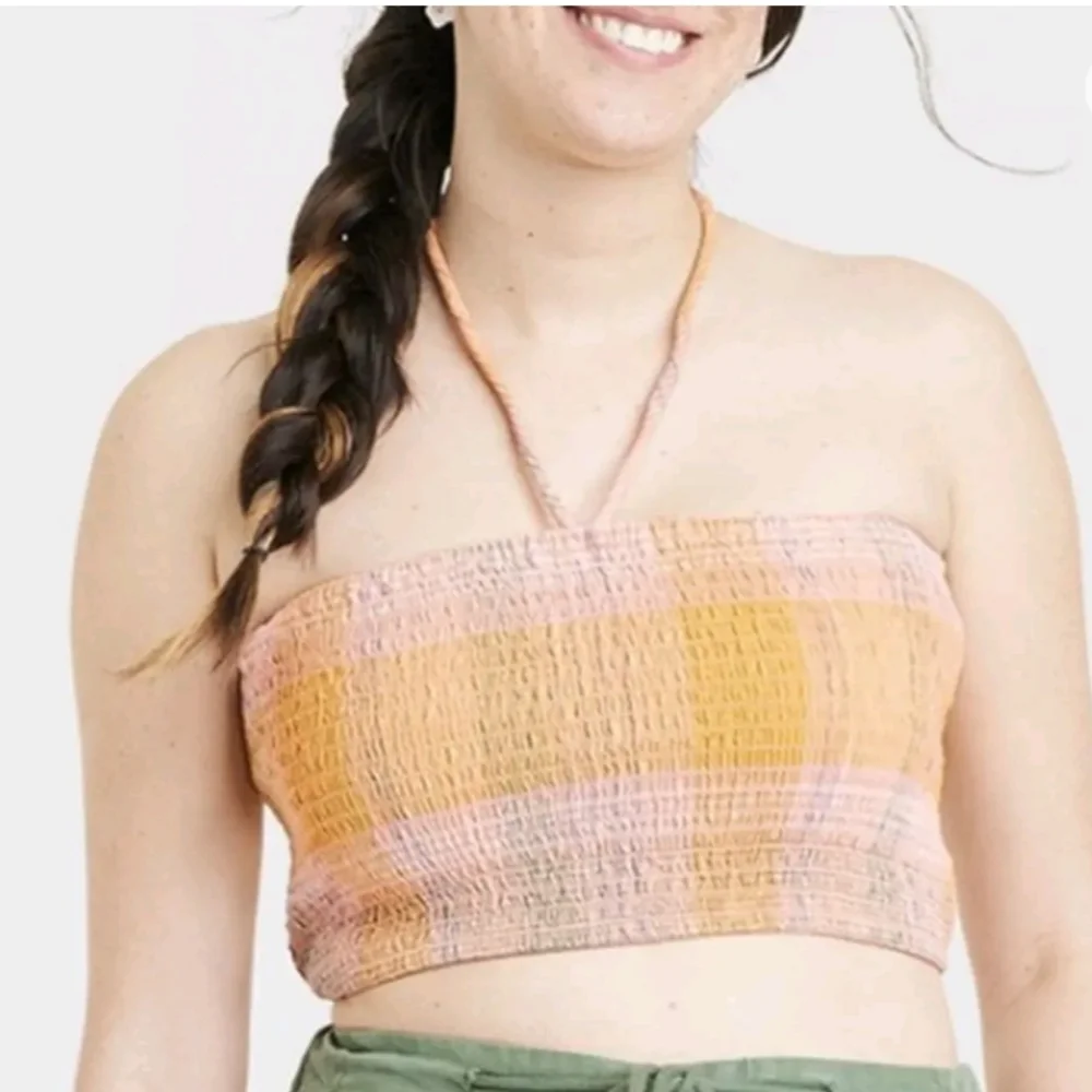 Universal Thread Women's Smocked Pastel Multicolor Halter Tank Top - Picture 1 of 6